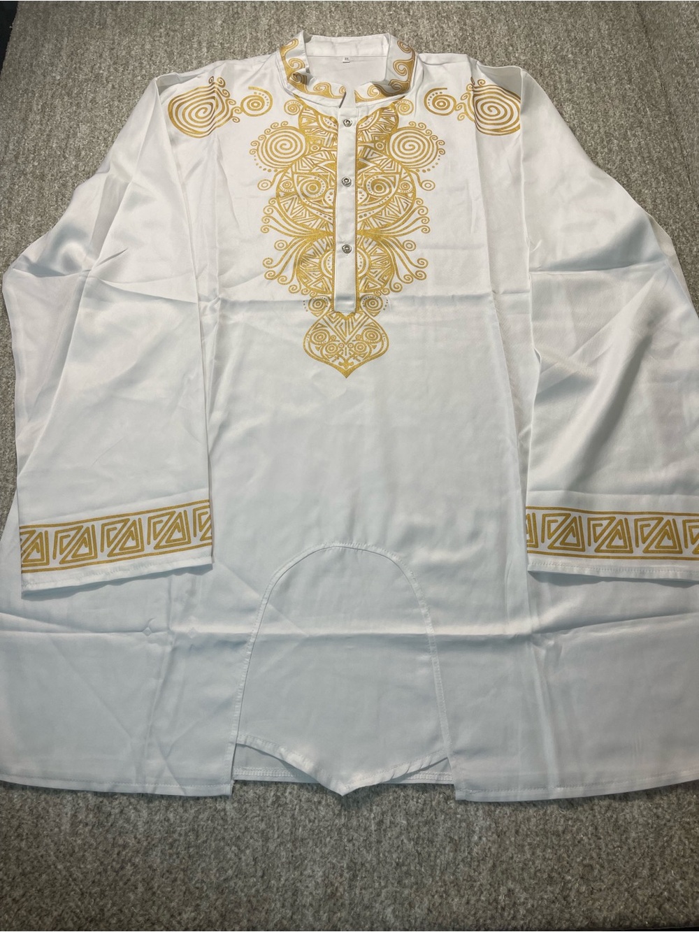 Metallic Traditional Gold Stamp Printed African Dashiki XXL. SKU#0417